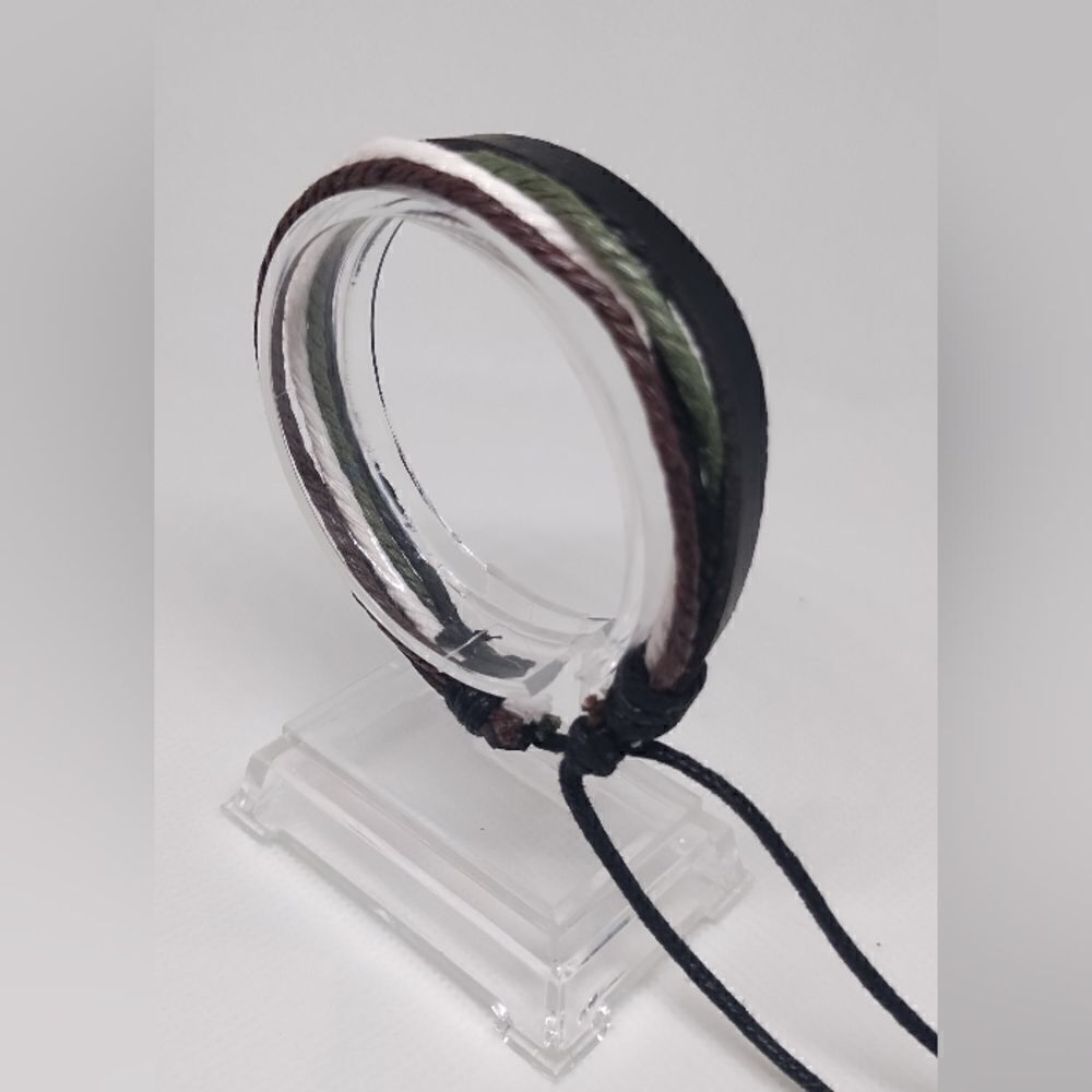 Men's bracelet leather layered d98